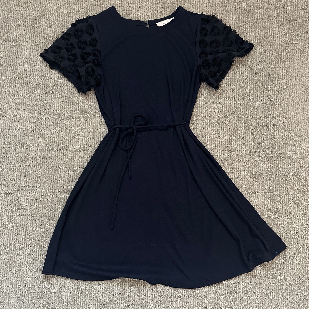 Ann Taylor LOFT petal sleeve tie-waist dress - women's small navy